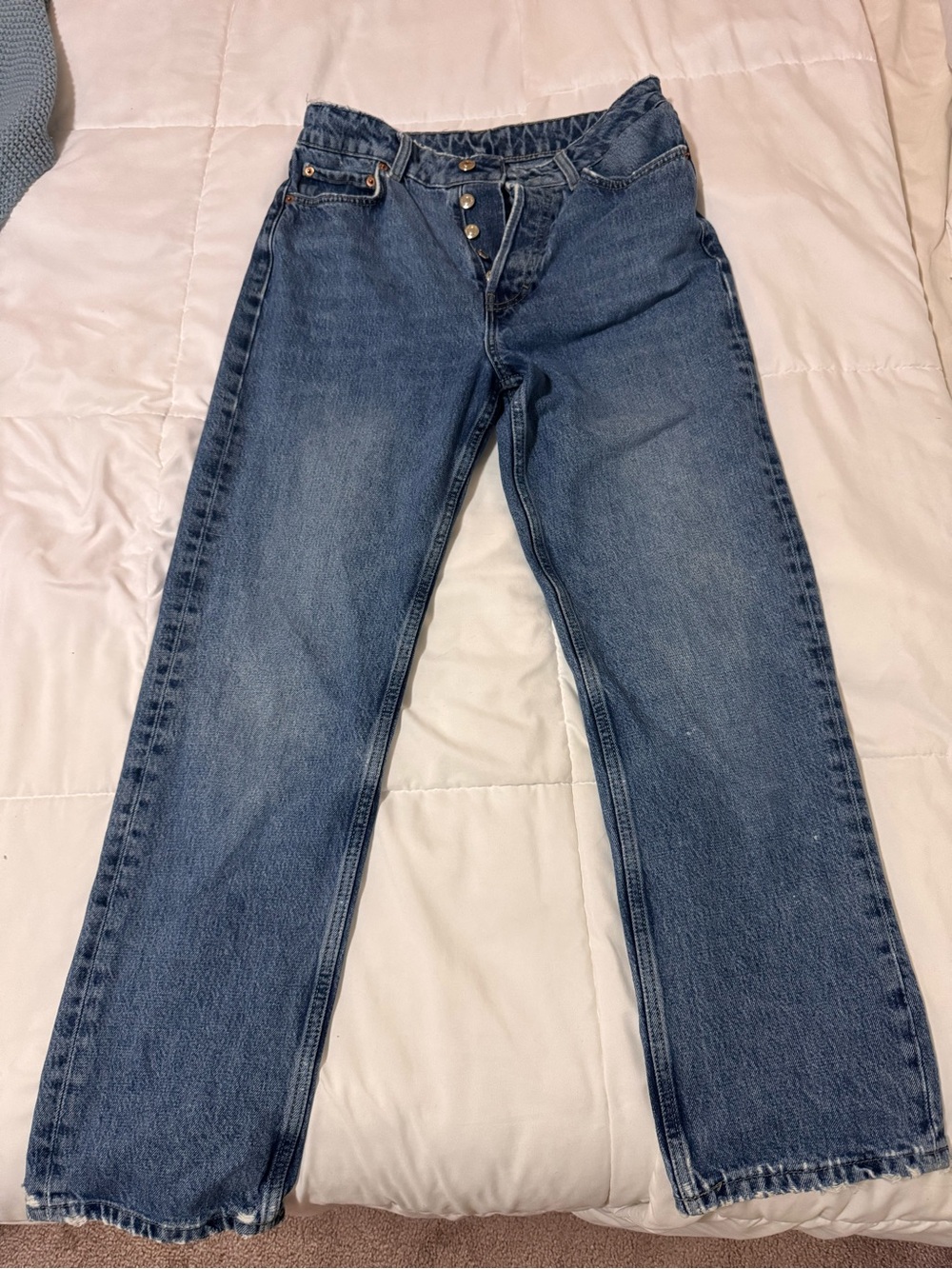 Topshop Blue Straight-Leg Jeans